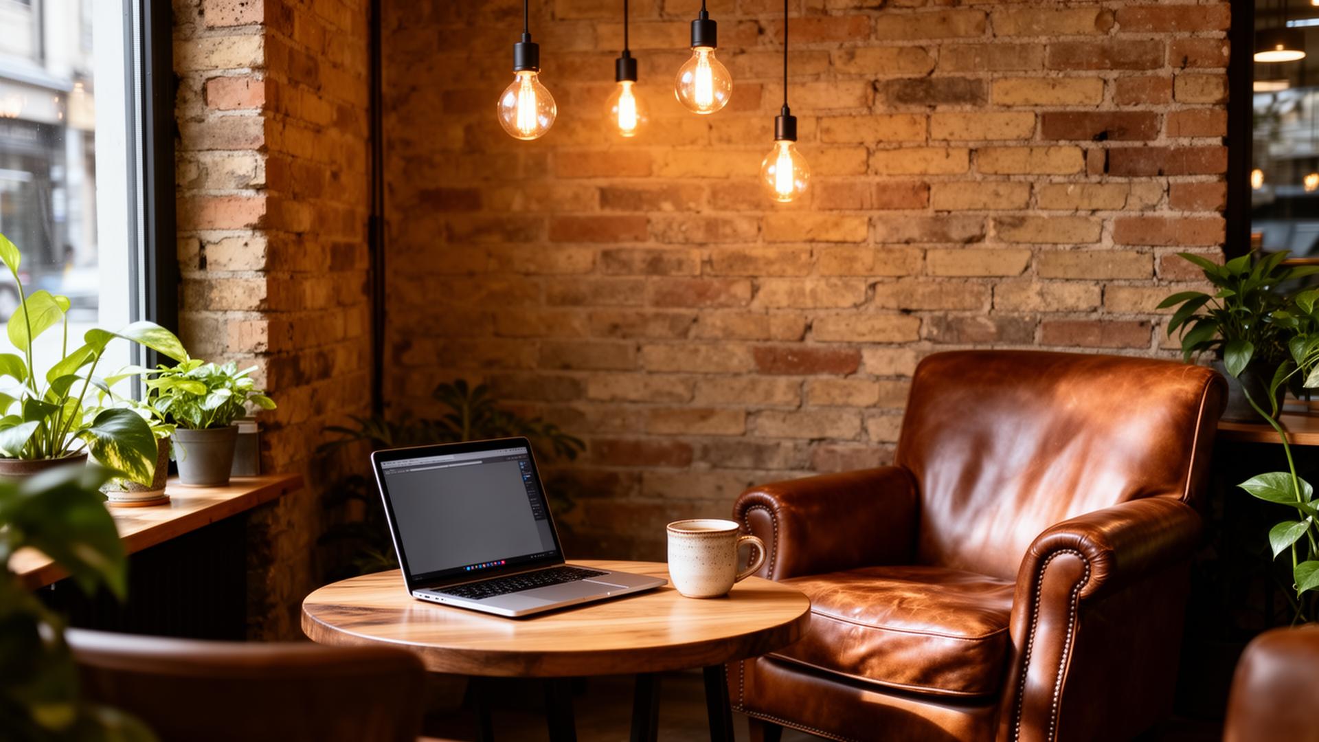 Cozy lounge corner with leather armchair
